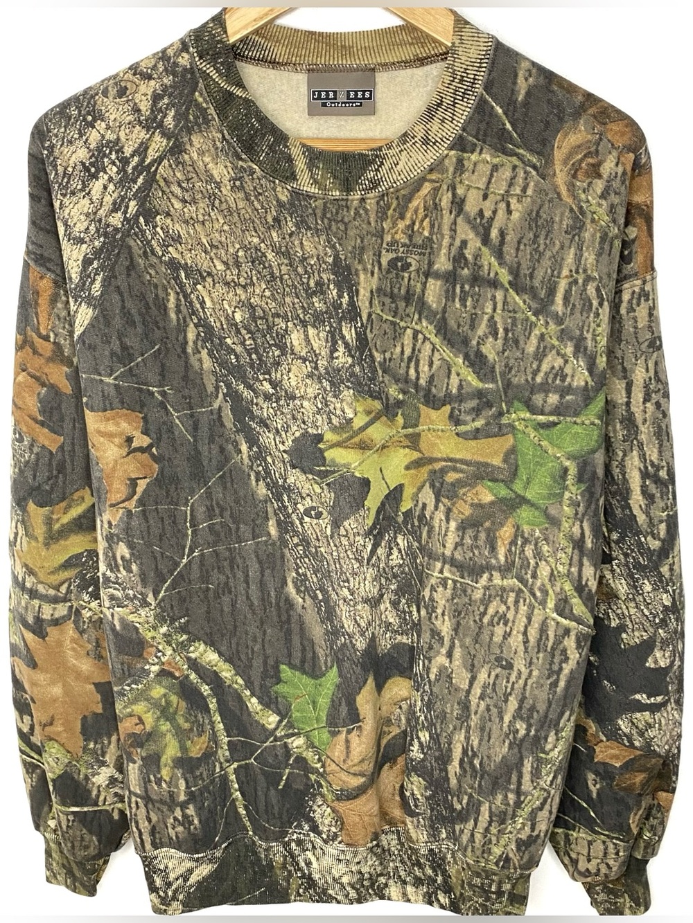 Vintage Jerzees Outdoors Mossy Oak Camo Crewneck Sweatshirt Made In USA Size XL